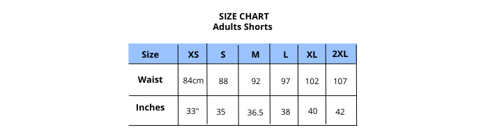 Adult shorts sizing chart women