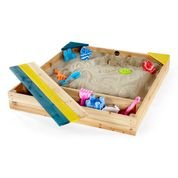 wooden sandpit with cover