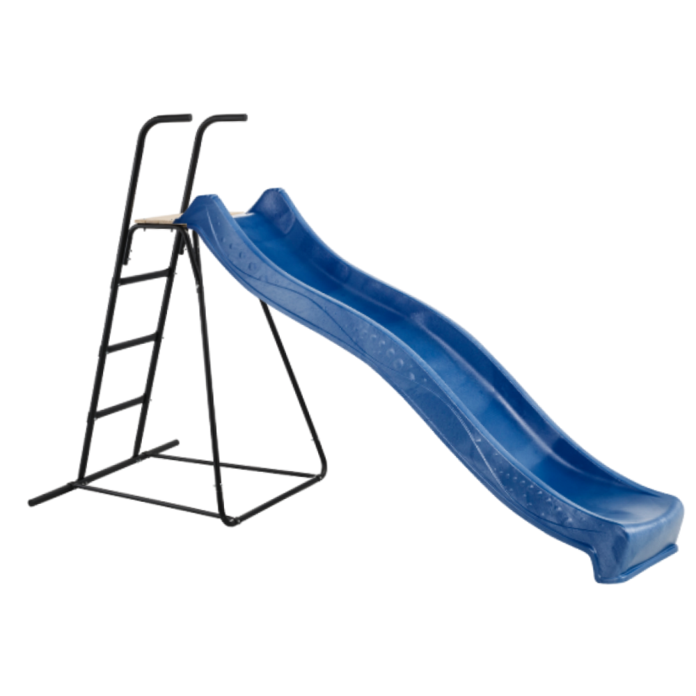 1.2m high slide ‘Yulvo’ and ladder free standing kit with water feature - BLUE