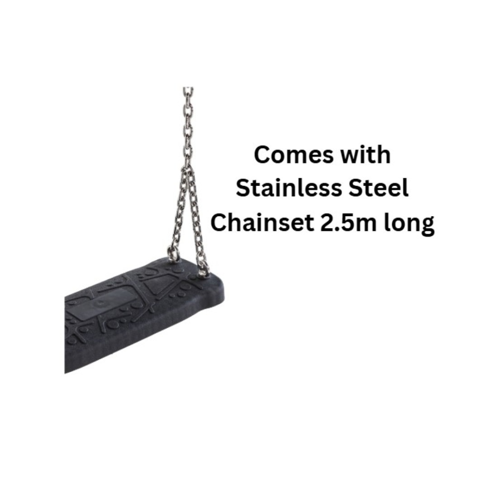 Rubber Swing Seat Medium ‘Curve’ With Stainless Steel Chains 2.5m (Commercial grade - Aluminum Insert)
