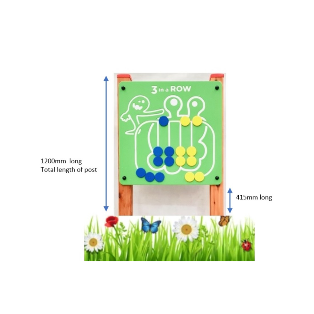 1.2m Sensory Panel '3 IN A ROW' with Timber Frame, Play Panel HDPE