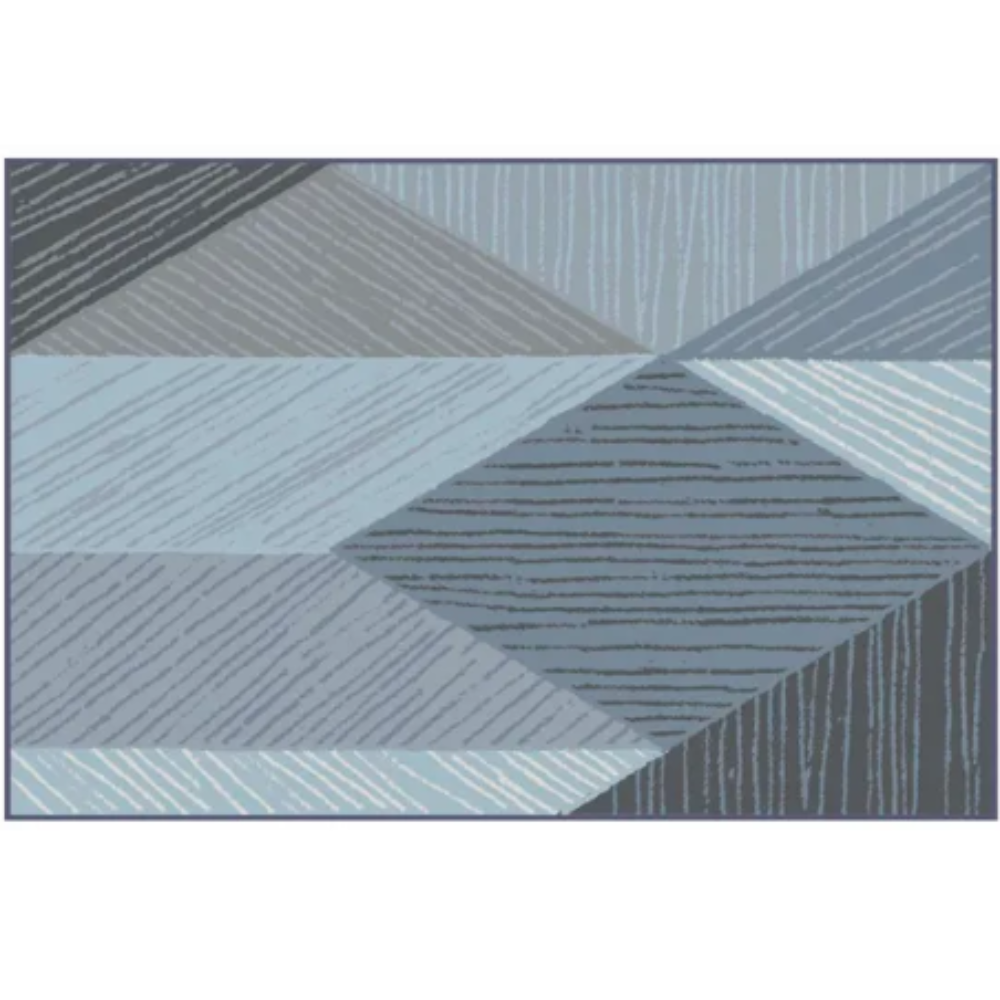 Blue Geometric Rug - 274 (L) x 183 (W) cm