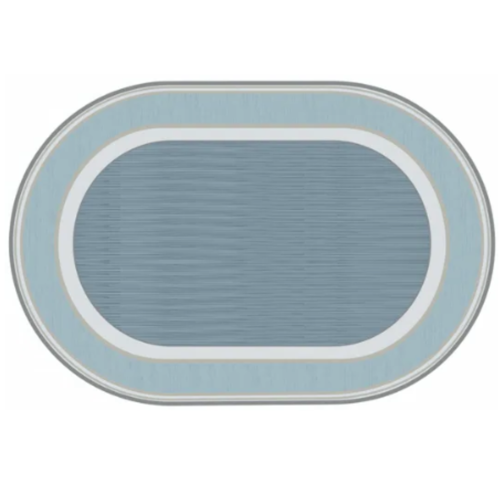 Blue Oval Rug - 274 (L) x 183 (W) cm