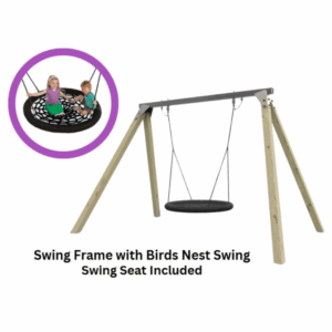 Commercial-Grade Birds Nest Swing Frame with 1.2m Basket Swing (115x115 Cypress Timber Legs)