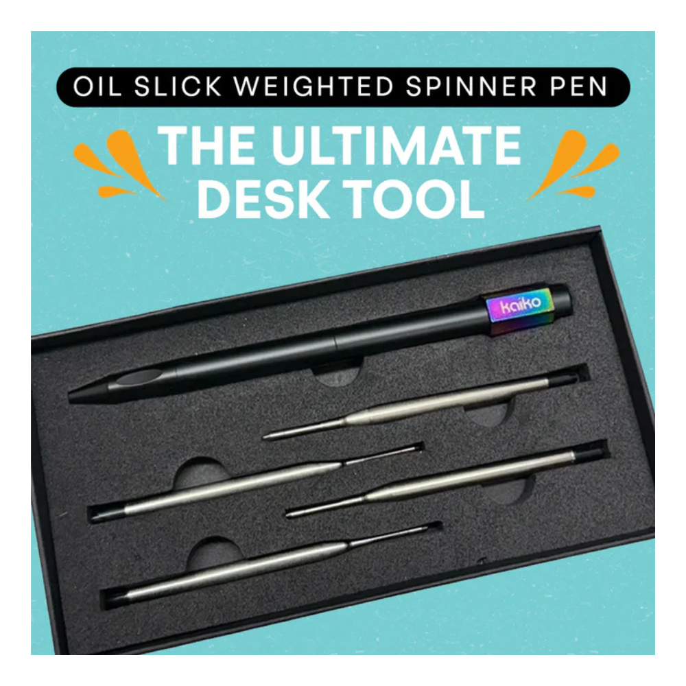 OIL SLICK Weighted Spinner Pen with 4 refills - Ultimate Desk Tool 2